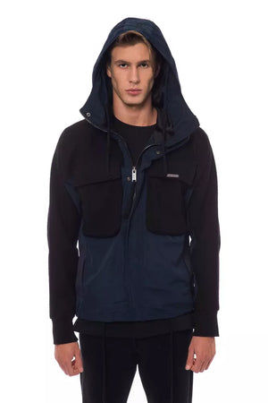 Nicolo Tonetto Black Wool Men Jacket with Hood and Pockets