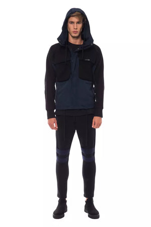 Nicolo Tonetto Black Wool Men Jacket with Hood and Pockets