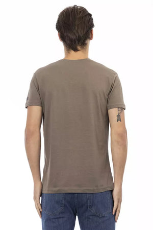 Trussardi Action Brown Cotton Men's V-Neck T-Shirt