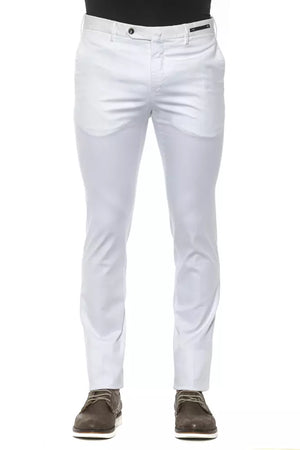 PT Torino White Cotton Men Slim Trouser