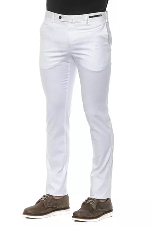 PT Torino White Cotton Men Slim Trouser