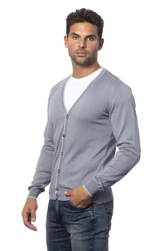 Verri Gray Cotton Men's Cardigan