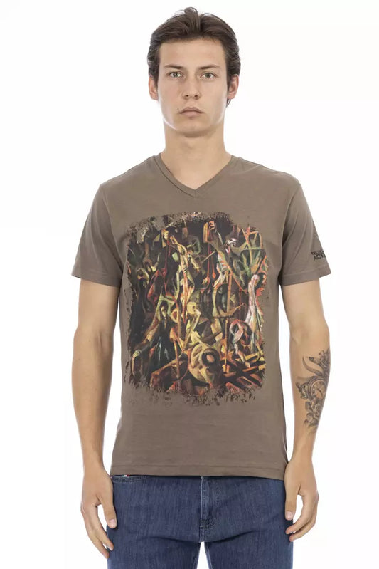 Trussardi Action Brown Cotton Men's V-Neck T-Shirt