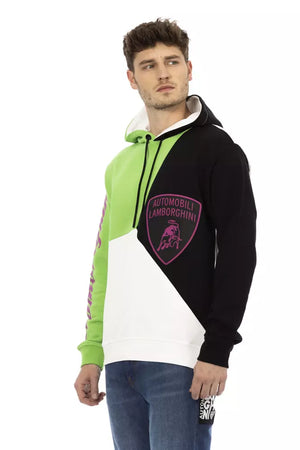 Automobili Lamborghini White Cotton Men Sweater with Hood