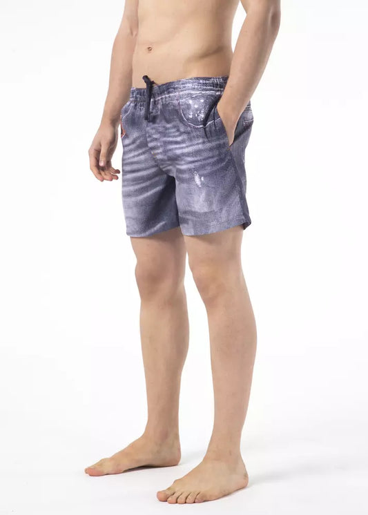 Just Cavalli Blue Polyester Men Swimwear Short