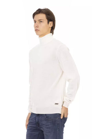 Baldinini Trend White Fabric Men Turtleneck Sweater