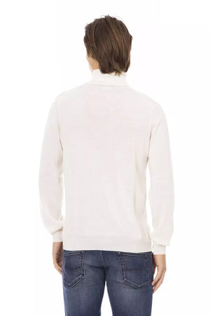 Baldinini Trend White Fabric Men Turtleneck Sweater