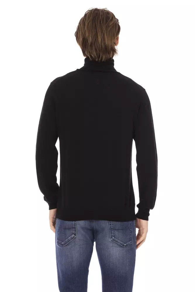 Baldinini Trend Black Fabric Men Sweater Turtleneck