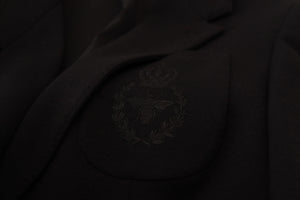 Dolce & Gabbana Black Wool Crown Slim Fit Jacket Blazer