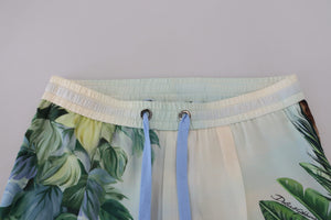 Dolce & Gabbana White Floral Printed Men Jogger Pants