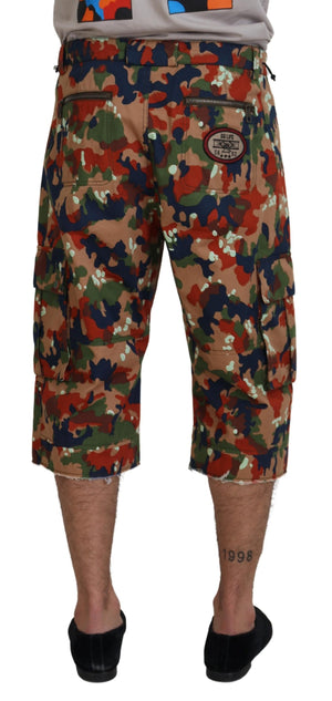 Dolce & Gabbana Multicolor Cotton Camouflaged Cargo Shorts
