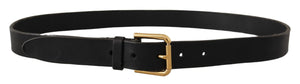 Dolce & Gabbana Brown Classic Leather Gold Metal Buckle Belt