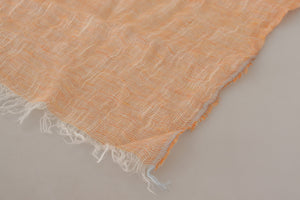 Malo Peach Linen Knitted Shawl Wrap Fringes Scarf