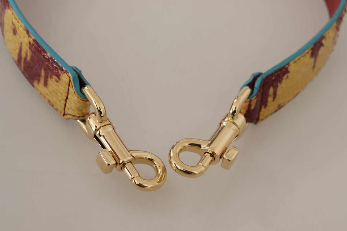 Dolce & Gabbana Yellow Red Leather Gold Tone Shoulder Strap