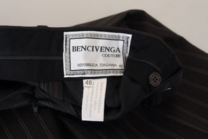 BENCIVENGA Black Stripes Viscose Dress Pants