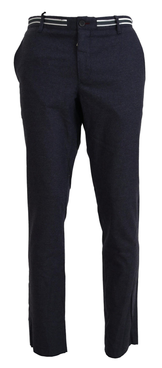 Domenico Tagliente Black Polyester Tapered Dress Pants