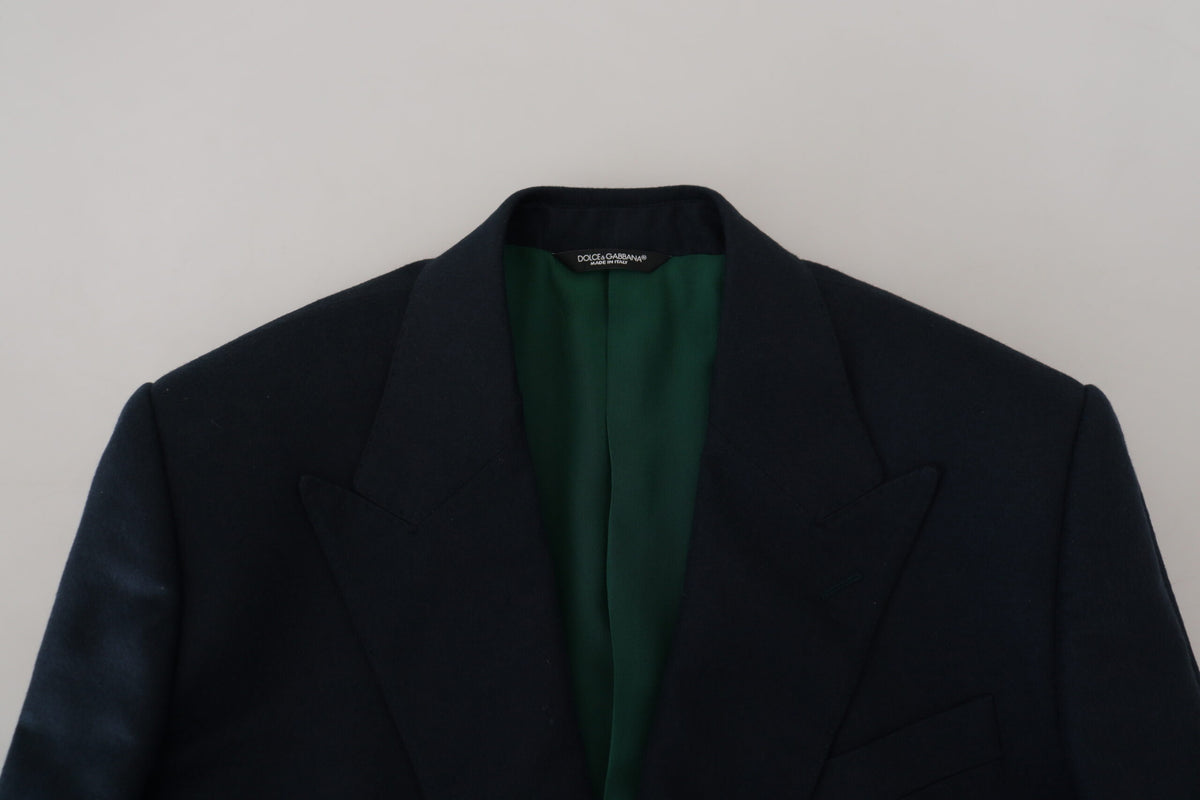 Dolce & Gabbana Blue Double Breasted Formal Coat Blazer