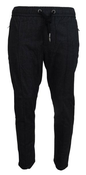 Dolce & Gabbana Grey Cotton Tapered Cotton Pants