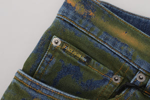 Dolce & Gabbana Blue Green Skinny Cotton Denim Jeans