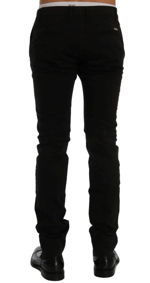 GF Ferre Black Cotton Stretch Chinos Pants