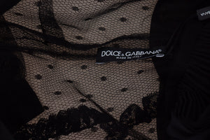 Dolce & Gabbana Black Lace Trim A-line Mini Nylon Dress