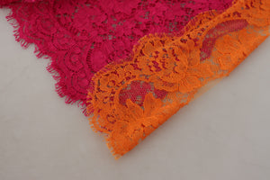 Dolce & Gabbana Pink Orange Lace Cotton High Waist Shorts