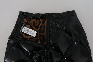 Dolce & Gabbana Shiny Black High Waist A-line Mini Skirt