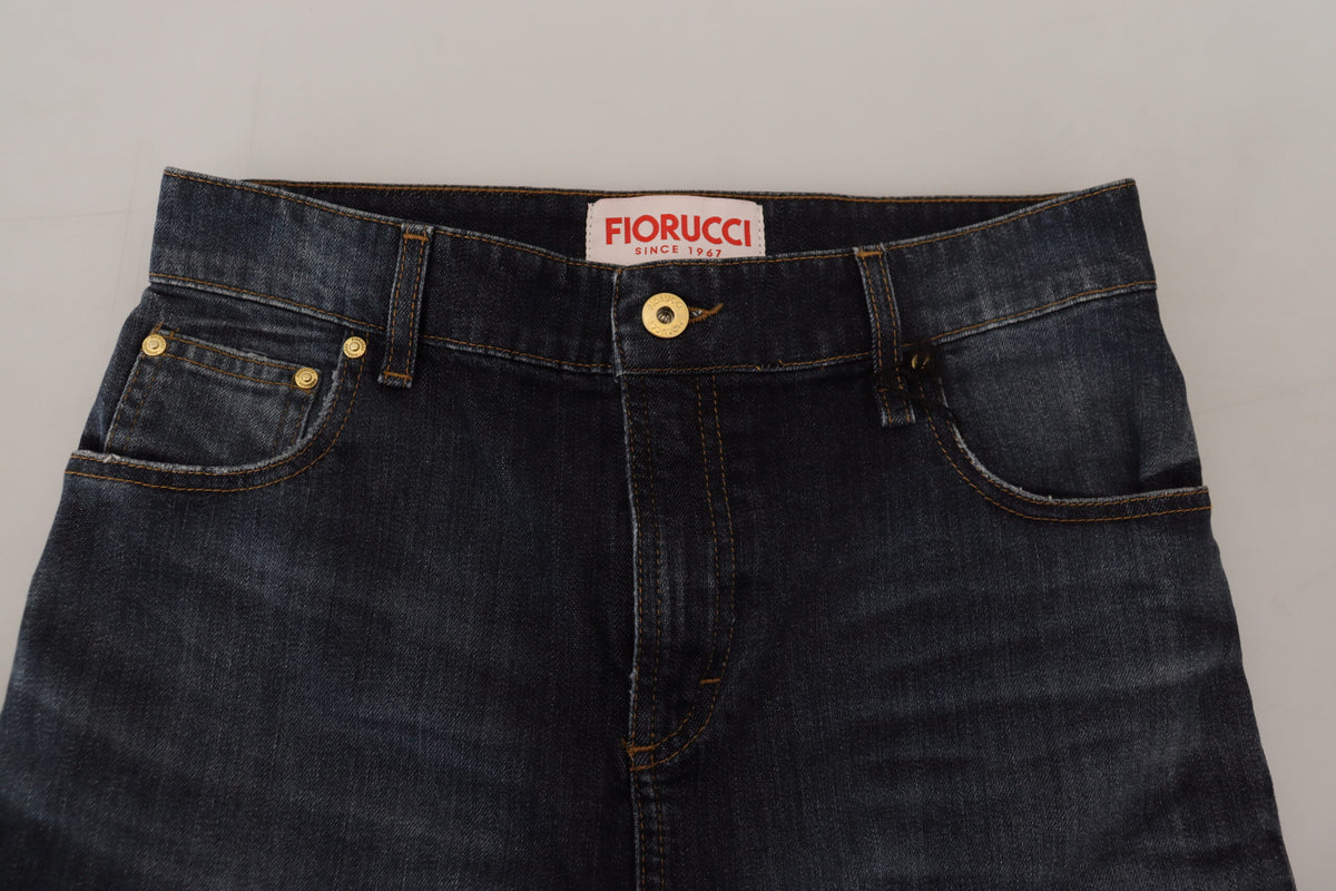 Fiorucci Dark Blue Washed Mid Waist Pencil Cut Denim Skirt