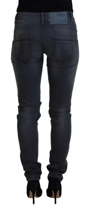 Acht Gray Cotton Skinny Low Waist Women Casual Denim Jeans