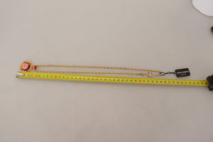 Dolce & Gabbana Gold Brass Chain SUPER PIG Pendant Logo Necklace