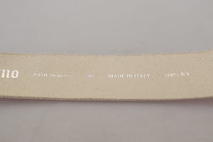 John Galliano Pink Leather Letter Logo Round Buckle Waist Belt