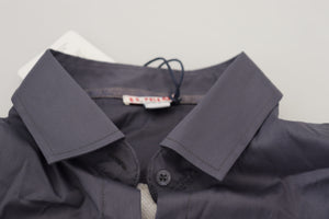 U.S. POLO ASSN. Gray Printed Long Sleeves Collared Top