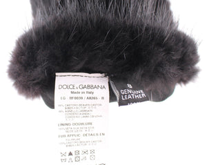 Dolce & Gabbana Black Beaver Fur Lambskin Leather Elbow Gloves