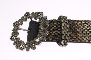 Dolce & Gabbana Multicolor Wide Crystal Buckle Sequined Belt