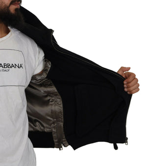 Dolce & Gabbana Black Nylon Hooded Full Zip Men Coat Jacket