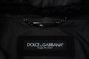Dolce & Gabbana Black Lamb Leather Collared Men Coat Jacket