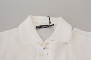 Dolce & Gabbana White Cotton Logo Short Sleeve Polo T-shirt