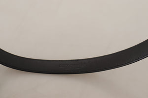 Dolce & Gabbana Black Calf Leather Silver Logo Metal Buckle Belt