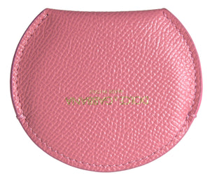 Dolce & Gabbana Pink Calfskin Leather Round Logo Print Hand Mirror Holder