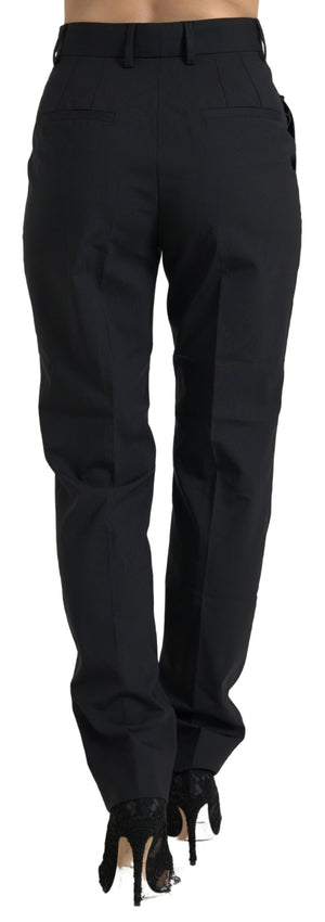 Dolce & Gabbana Black Wool High Waist Tapered Pants