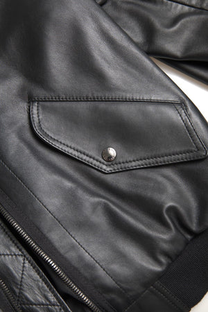 Dolce & Gabbana Black Leather Blouson Full Zip Bomber Jacket