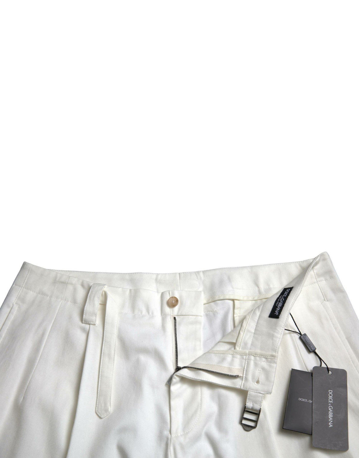 Dolce & Gabbana White Cotton Stretch Men Bermuda Denim Shorts