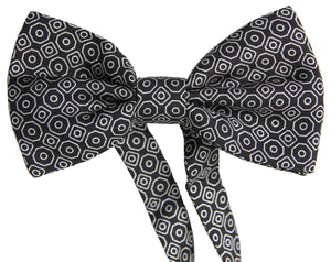 Dolce & Gabbana Black White Pattern Adjustable Neck Papillon Bow Tie