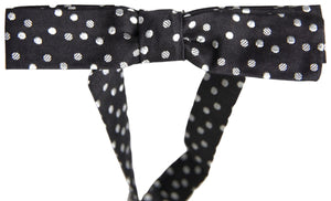 Dolce & Gabbana Black Polka Dot Silk Adjustable Men Neck Papillon Bow Tie