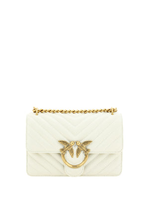 PINKO White Leather Love One Mini Shoulder Bag