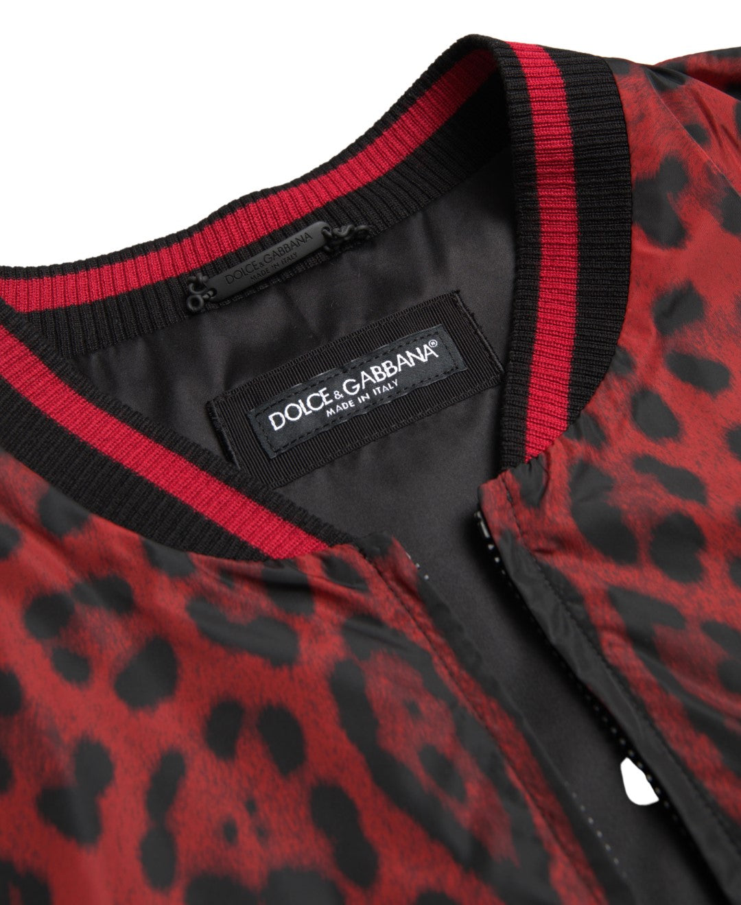 Dolce & Gabbana Red Leopard Bomber Short Coat Jacket