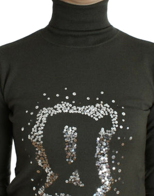 John Galliano Green wool turtleneck sweater