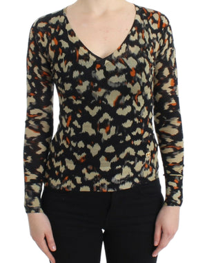 Cavalli Multicolor v-neck wool jumper