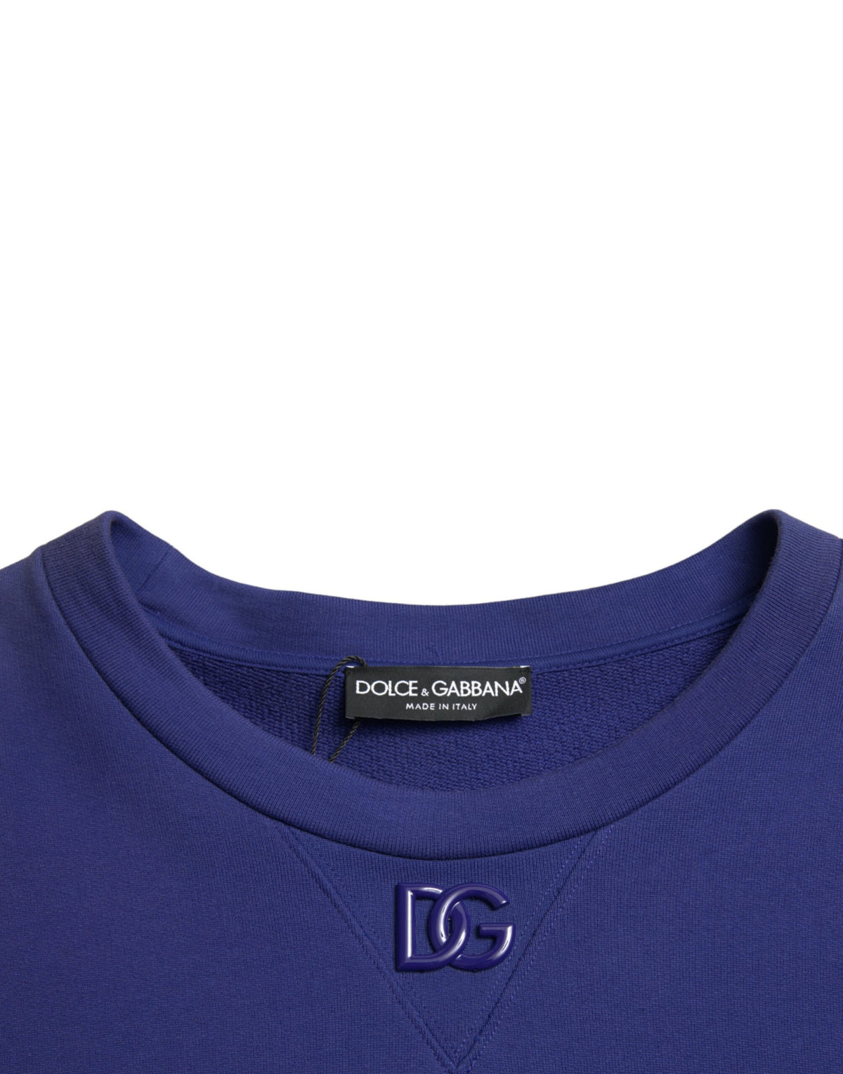 Dolce & Gabbana Royal Blue Cotton Crewneck Pullover Sweater