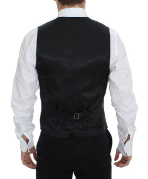 Dolce & Gabbana Black Striped Wool Silk Dress Vest Gilet